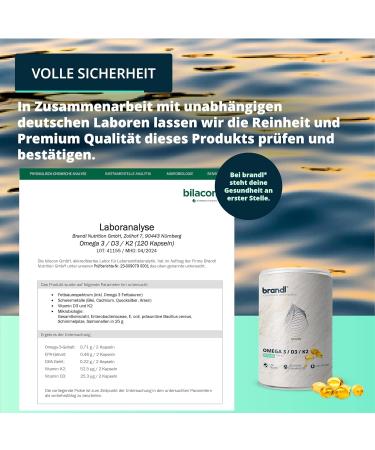 Vitamin D3 K2 Omega 3 Premium Capsules | Brandl Made in Germany | EU Fish Oil | 240 Capsules for Athletes - Buy Online on GoSupps.com
