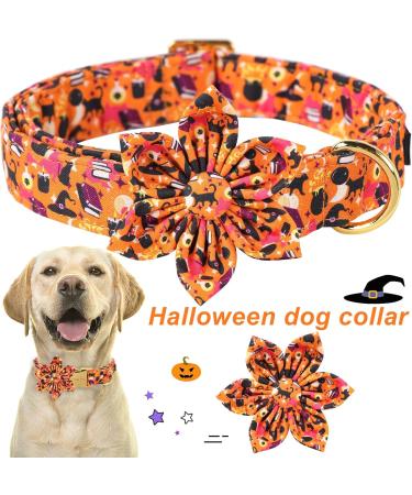 Buy Aring Pet Halloween Dog Halison - Sweet Orange Flower Design Adjustable Cotton Collars for All Dog Sizes (X-Large) - Buy Online on GoSupps.com