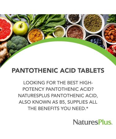 Nature's Plus Pantothenic Acid 1000 mg - 60 Tablets for Energy & Metabolism - Buy Online on GoSupps.com