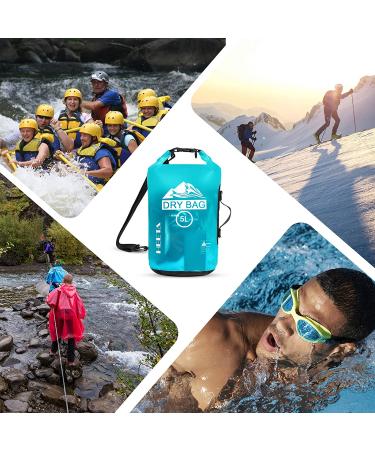 HEETA Waterproof Dry Bag 5L Blue - Lightweight Roll Top Backpack for Travel, Swimming, Boating - Phone Case Included - Buy Online on GoSupps.com