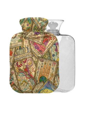 Colorful Tarot Cards BPA-Free Hot Water Bottle with Cover 2L Large Hot Water Bag for Pain Relief Hot and Cold Compress