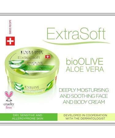 Eveline Cosmetics Soft Bio-Olive & Aloe | Deep Moisturizing Cream for Sensitive Skin | 175 ml | Intensive Face & Body Care - Buy Online on GoSupps.com