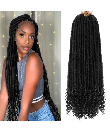 Goddess Faux Locs Crochet Hair 24Inch Goddess Locs Crochet Hair Curly Ends 6Packs Curly Faux Locs Crochet Hair Pre-looped Synthetic Crochet Braids Hair for Women (1B, 24inch) 1B 24 Inch