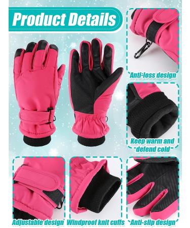 Kids Winter Waterproof Ski Gloves 2 Pairs for Cold Weather - Purple Red - 3-6 Years - Buy Online on GoSupps.com