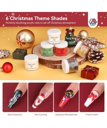 Saviland Christmas Acrylic Powder Set - 6 Colors 15ml Kit for Nail Extension and Carving - Buy Online on GoSupps.com