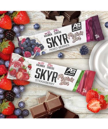 All Stars Skyr Protein Bar Strawberry - 24x35g | 35g Protein Bars with Strawberry Pieces & Chocolate Dipped | Low-Calorie & Low-Fat - 25% Protein - Buy Online on GoSupps.com
