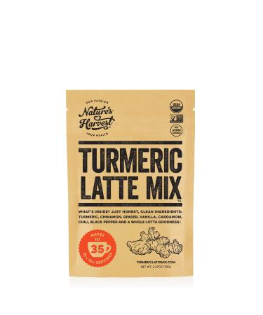 Nature’s Harvest Turmeric Latte Mix - Enjoy Your Golden Milk Tea and Spiced Coffee Hot or Iced with Premium Organic Golden Milk Powder Infused with Healthy Anti-Inflammatory Curcumin 35 Servings 2.47 Ounce (Pack of 1)