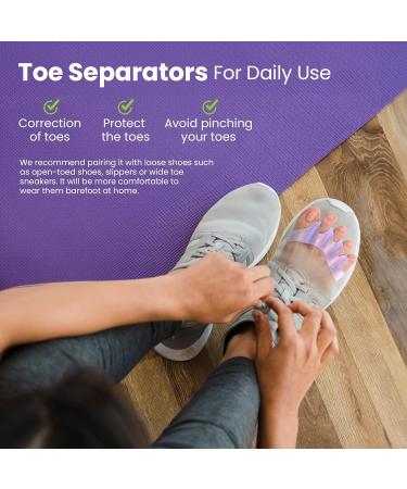 Welnove Toe Separator Distance Holder for Women - 4 Pack with Lavender Extract | Hammer Toe Spreader & Yoga Tool for Men & Women - Buy Online on GoSupps.com