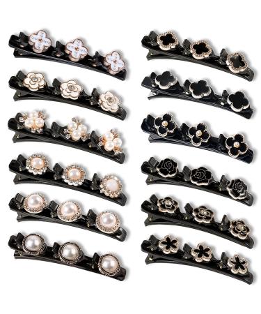 12PCS Sparkling Crystal Stone Braided Hair Clips  Braided Hair Clips Hairpin Duckbill Clips with 3 Small Clips Hair Barrette Rhinestone Hair Clips  Braided Hair Clip Hair Barrettes Hair Accessories with Rhinestones for W...