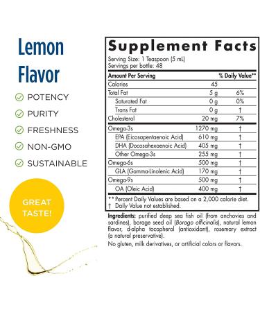 Nordic Naturals ProEFA 3-6-9 Lemon Oil - 8 fl oz (237 ml) - Omega Fatty Acids Supplement - Buy Online on GoSupps.com
