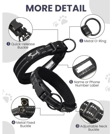 PETTOM Adjustable Nylon Dog Collar - Breathable & Reflective Dog Collar for Small Dogs (S Black) - International Shipping Available - Buy Online on GoSupps.com
