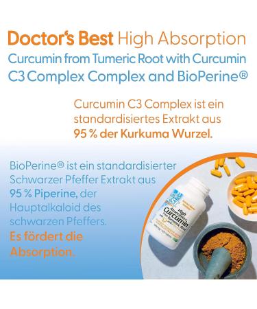 Doctors Best High Absorption Curcumin 1000mg - 120 Vegan Tablets | Lab Tested Turmeric Supplement - Gluten Free & Soy Free - Buy Online on GoSupps.com