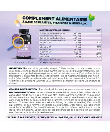 Bruleur de Graisse Puissant Homme Femme | Brule Graisse Puissant Perte de Poids Rapide et Efficace | TRYVITE BURN&CUT Formule Minceur Am lior e 2025 | 90 g lules - Buy Online on GoSupps.com