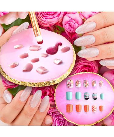 Sibba Resin Nail Art Palette - Golden Edge Heart Shape Mixing Plate for Nail Polish - Cosmetic Display Board - Buy Online on GoSupps.com