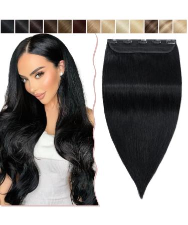 SEGO Hair Part Clip in Extensions real hair thick hair extension 1 Tresse 5 clips human hair smooth black#1 18 "(45cm) -90g 45 cm black#1 - Buy Online on GoSupps.com