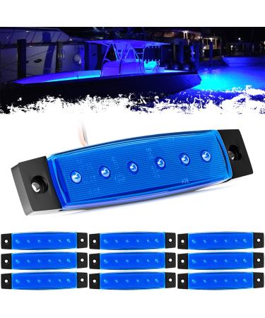 PSEQT LED Boat Interior Lights Marine Courtesy Light Strip Deck Transom Cockpit Navigation Lighting Waterproof for Fishing Pontoon Kayak Yacht Sailboat (Blue 10Pcs) Colored Lens Blue, 10PCS