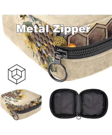 Menstruation Pad Bag with Zipper | Retro Honeybee Design | Womens Napkin & Tampon Collecting Bags - Buy Online on GoSupps.com