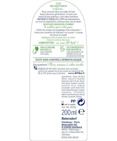  NIVEA NIVEA NATURALLY GOOD Fresh Toner 200ml - Facial toner enriched with organic green tea extract - Cleansing lotion for all skin types - Buy Online on GoSupps.com