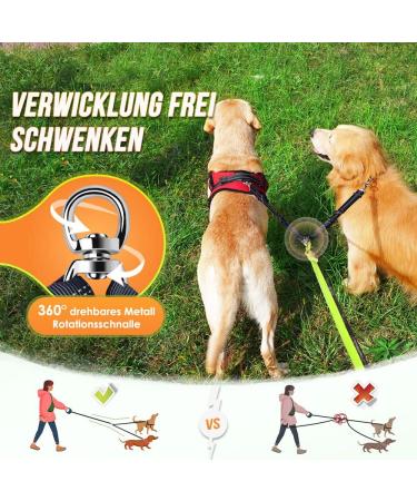 Slowton Double Dog Leash for 2 Dogs | Adjustable 360 Rotatable & Reflective | Durable Linen | Ideal for Medium & Large Dogs (9kg+) - Blue - Buy Online on GoSupps.com