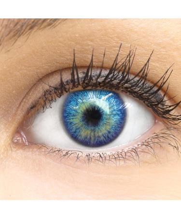 Glamlens contact lenses colored without starch colored blue monthly lenses soft lentils soft hydrogel 2 pieces of color lenses + lentil containers 0.0 diopttria natural colors series monaco (blue)
