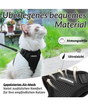Rabbitgoo Cat Dishes & Black Soft Harness Set - Breakout-Proof Cat Breastplate for Safe Adventures - Buy Online on GoSupps.com