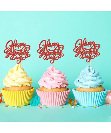 24 PCS Happy Galentines Day Cupcake Toppers Glitter Sweet Love Valentine Cupcake Picks for Valentine's Day Theme Birthday Party Cake Decorations Valentines Day Party Decorations Supplies - Buy Online on GoSupps.com