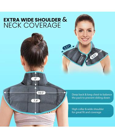 Voligo Large Gel Ice Pack & Microwavable Heating Pad for Neck Shoulder Upper Back Pain Relief - Reusable Hot & Cold Compress for Injuries, Swelling, Bruises - Gray - Buy Online on GoSupps.com