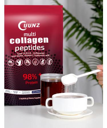 UUNZ Multi Collagen Protein Powder - Type I,II,III,V,X with Biotin, Hyaluronic Acid, Vitamin C - Unflavored Collagen Peptides Supplements(Multi Collagen Peptides 2lb) - Buy Online on GoSupps.com