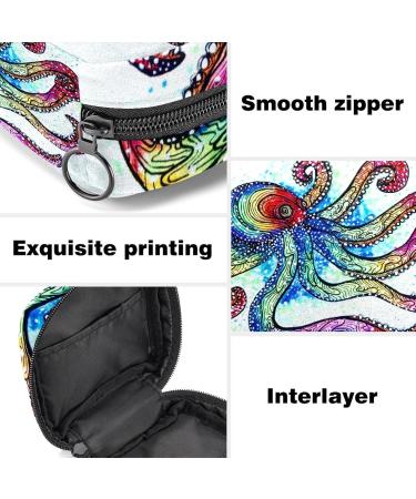 Colorful Octopus Print Napkin Storage Bag | Portable Zippered Pouch for Women & Teen Girls | Perfect for Home & Travel - Buy Online on GoSupps.com