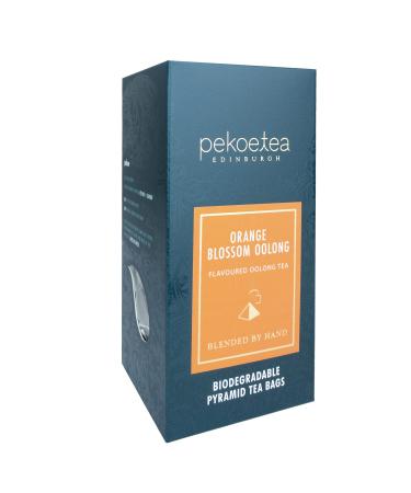 PekoeTea Edinburgh Orange Blossom Oolong Tea - Taiwanese Oolong with Orange Luxury Blend - Hot and Ice Tea - Loose Leaf or Teabags 15 Tea Bags