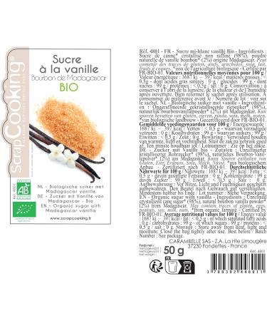 ScrapCooking Organic Vanilla Sugar 50 g - Organic & Natural Madagascar Bourbon Vanilla Sugar - Based on Cane Sugar - Powdered - Buy Online on GoSupps.com