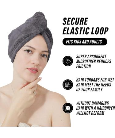 MOONQUEEN Hair Towel 5 Pack - 380GSM Thicken, Super Absorbent Quick Dry Hair Turban for Curly Long Thick Hair - Dark Grey - Buy Online on GoSupps.com