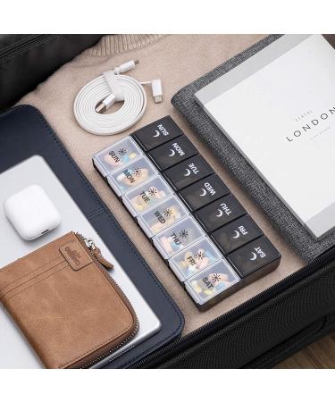 Large 7 Day Pill Organizer 2 Times a Day - Weekly AM PM Pill Box for Day Night Medication - Easy-to-Use Pill Case Container - Buy Online on GoSupps.com