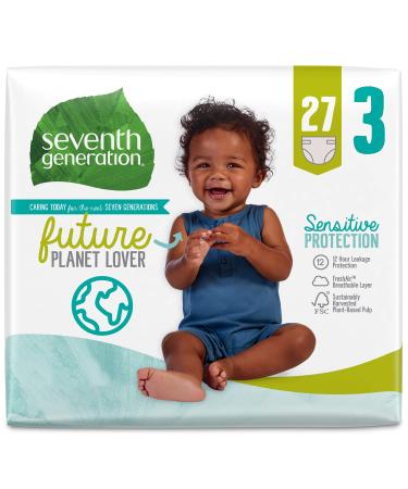 Seventh Generation Baby Diapers, Sensitive Protection, Size 3, 27 Count