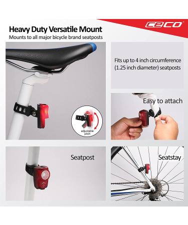 CECO-USA 150 Lumen USB Rechargeable Bike Tail Light - Waterproof & Impact Resistant - Buy Online on GoSupps.com