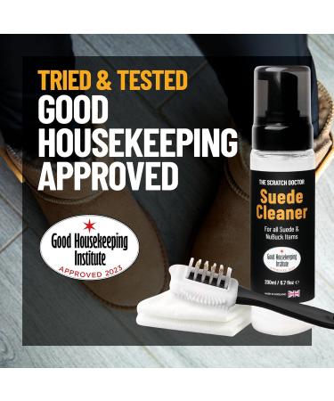 The Leather Clinic Suede & Nubuck Foam Cleaner 200ml - Professional Shoe Cleaner with Wire Brush & Cleaning Cloth - Buy Online on GoSupps.com