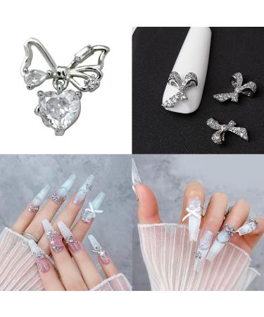 VONNST Nail Art Charms Silver Bowknot 3D Bow Art Ribbon Bowknot Art Decoration Manicure Accessory 3408a - Buy Online on GoSupps.com