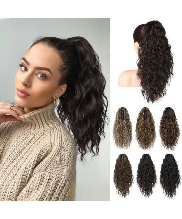 Brikabia ponytail extension ponytail extension hair part with clip long corrugated curly ponytail hair part clip in hair extension for women 40cm black brown - Buy Online on GoSupps.com