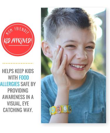 Kids Food Allergy Bracelet Kit - Yellow Silicone Bracelet with Peanut, Nut, Dairy, Egg, Wheat Charms - Epi Pen Charm Included - Medical Alert Bracelet - Buy Online on GoSupps.com