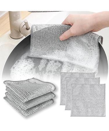 Pack of 12 Double Sided Steel Wire Dish Cloths Steel Wire Dishwashing Cloth for Effective Cleansing Gentle Wiping Kitchen Tool Double Layer - Buy Online on GoSupps.com