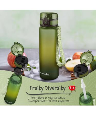 My Vesperbox Minny Leak Proof Kids Water Bottle with Straw or Strainer 350ml 500ml 750ml Lightweight BPA Free Water Bottle for Kindergarten School (Green Light Green Black 500ml) - Buy Online on GoSupps.com