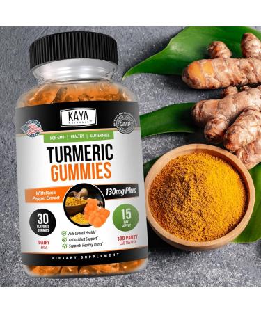 Kaya Naturals Turmeric Supplements Gummies - Pure Nature Turmeric Curcumin -Turmeric Ginger Gummies - 30 Count Gummy - Turmeric with Black Pepper Extract 30 Count (Pack of 1) - Buy Online on GoSupps.com