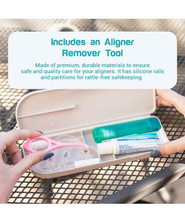 Dental Retainer Travel Case with Aligner Removal Tool - Compact Holder for Retainers, Partial Dentures, Guards, Aligners - Includes Toothbrush & Toothpaste Box - Buy Online on GoSupps.com