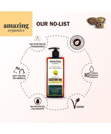 AmazingOrganics Pure Unrefined Castor Oil - 250ml for Hair, Skin, Eyelashes & Nails - Buy Online on GoSupps.com