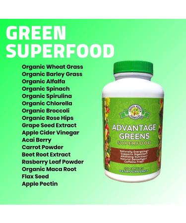 Choice Health Formulas Advantage Greens Superfood - Energy Promoter - Wheat Grass Barley Grass Spirulina Spinach Chlorella Beets Kale Supplement (150 Cap) - Buy Online on GoSupps.com