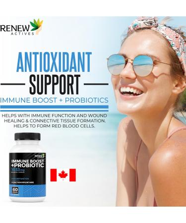 RENEW ACTIVES Antioxidant Elderberry Probiotics Zinc Vitamin C & Organic Turmeric 700MG per 2 Capsules For Immune Function Collagen Formation & Overall Wellness Made in Canada - 60 Capsules - Buy Online on GoSupps.com