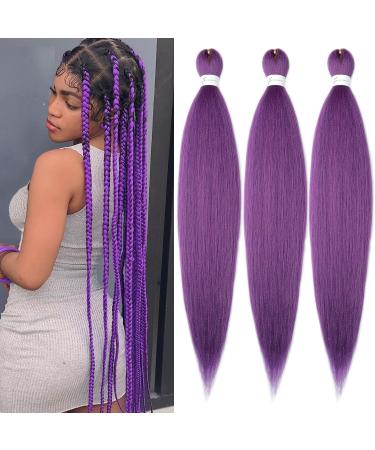 YDDM PRE Stretched Braiding Hair Extensions 20 inch 3packs Extensions Kunsthaar Braids Lila Hair extension Art hair for braiding Extension for Braids Jumbo Braids Haar (20 inches lavender#) 50.8cm-20 inches (3 SPALL) Lavender#