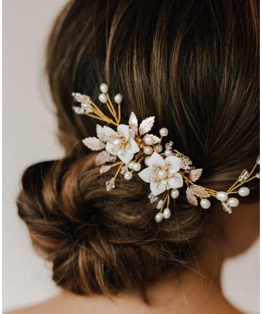 SWEETV Handmade Wedding Hair Comb for Bridal Hair Accessories Flower Bridal Hair Clip Hair Pieces for Wedding - Buy Online on GoSupps.com