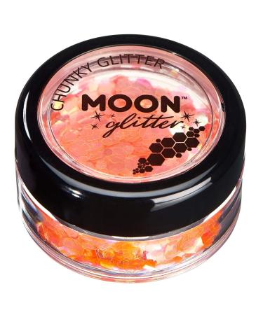 Iridescent Chunky Glitter by Moon Glitter - Orange - Cosmetic Festival Makeup Glitter for Face Body Nails Hair Lips - 3g