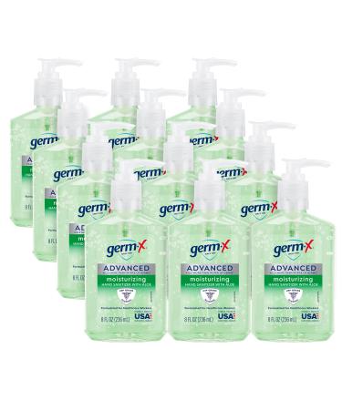 Germ-x Advanced Hand Sanitizer with Aloe and Vitamin E Non-Drying Moisturizing Gel Instant and No Rinse Formula Pump Bottle 8 Fl Oz (Pack of 12)